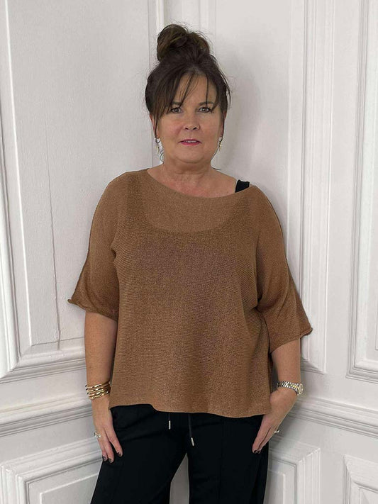 Boxy Fine Knit - Chestnut