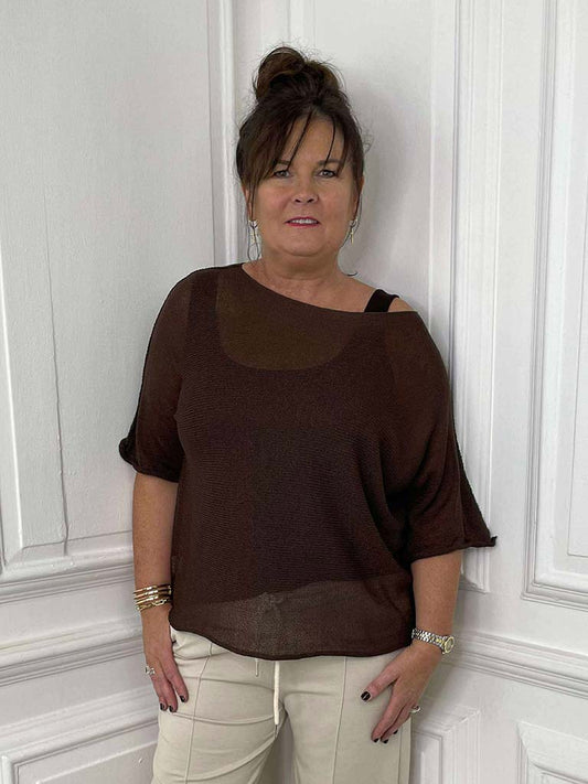 Boxy Fine Knit - Chocolate
