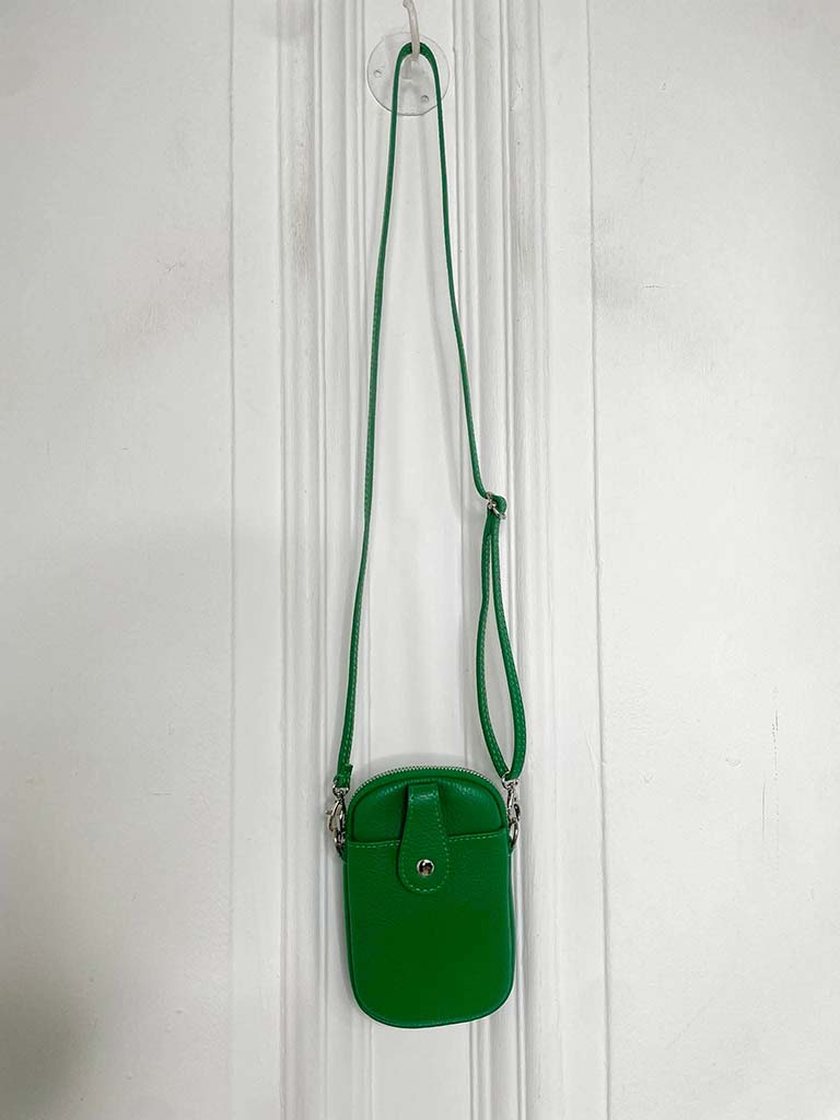 Leather Cross Body Phone Bag - Green
