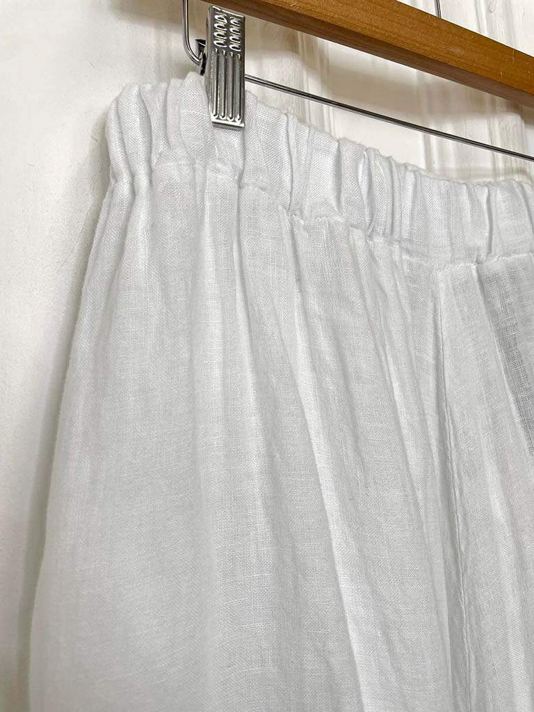 Linen Barrel Trousers - White