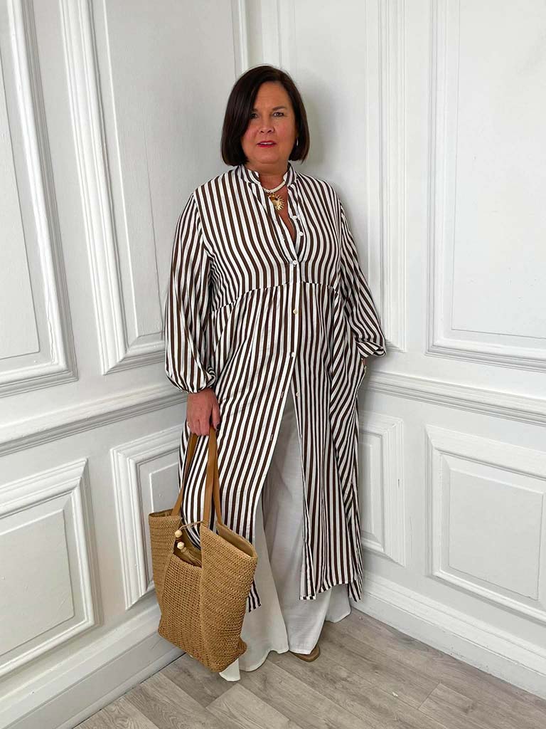 Striped Maxi Dress - Chocolate