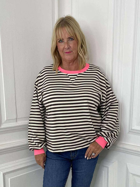 Breton Stripe Top - Chocolate