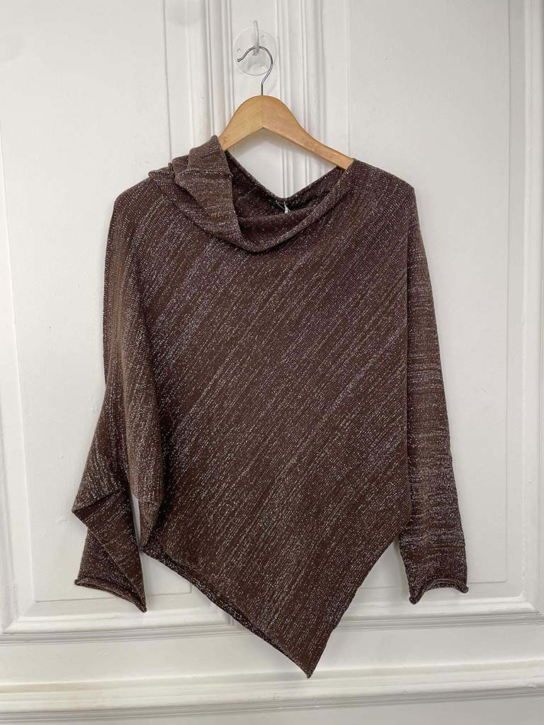 Asymmetric Shimmer Knit - Chocolate