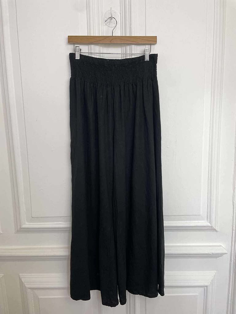 Linen & Cotton Palazzos - Black