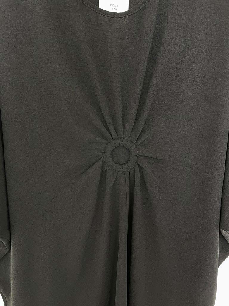 Circle Ruched Centre Tunic - Black