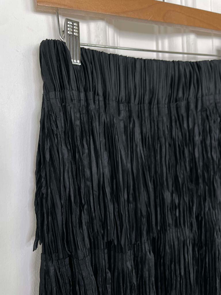 Fringed Layered Skirt - Black