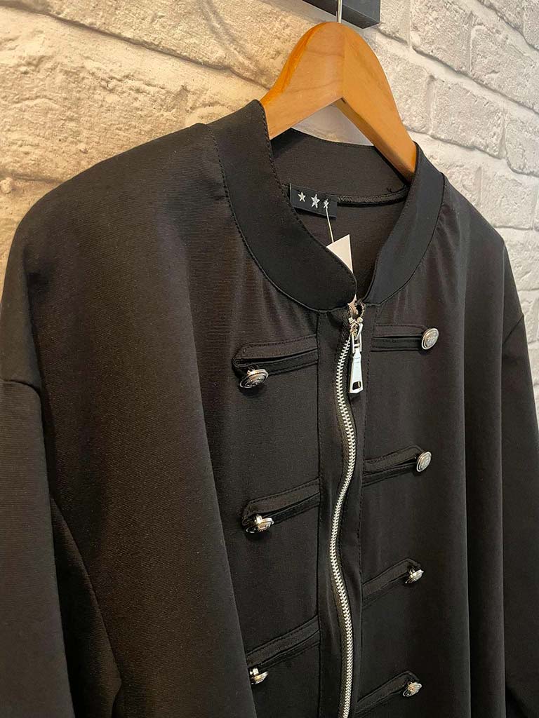 Military Cotton Blend Jacket - Black