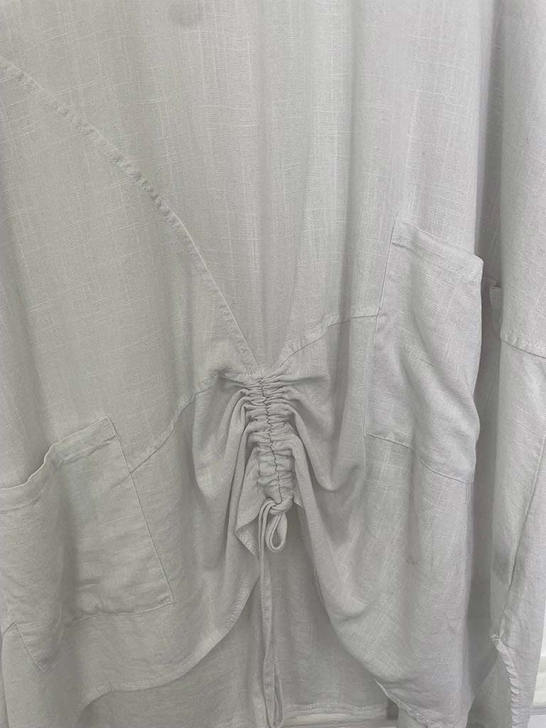 Two Pocket Drawstring Top - White