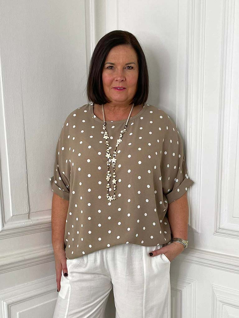 Dotty Oversized Top - Mocha