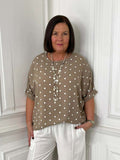 Dotty Oversized Top - Mocha