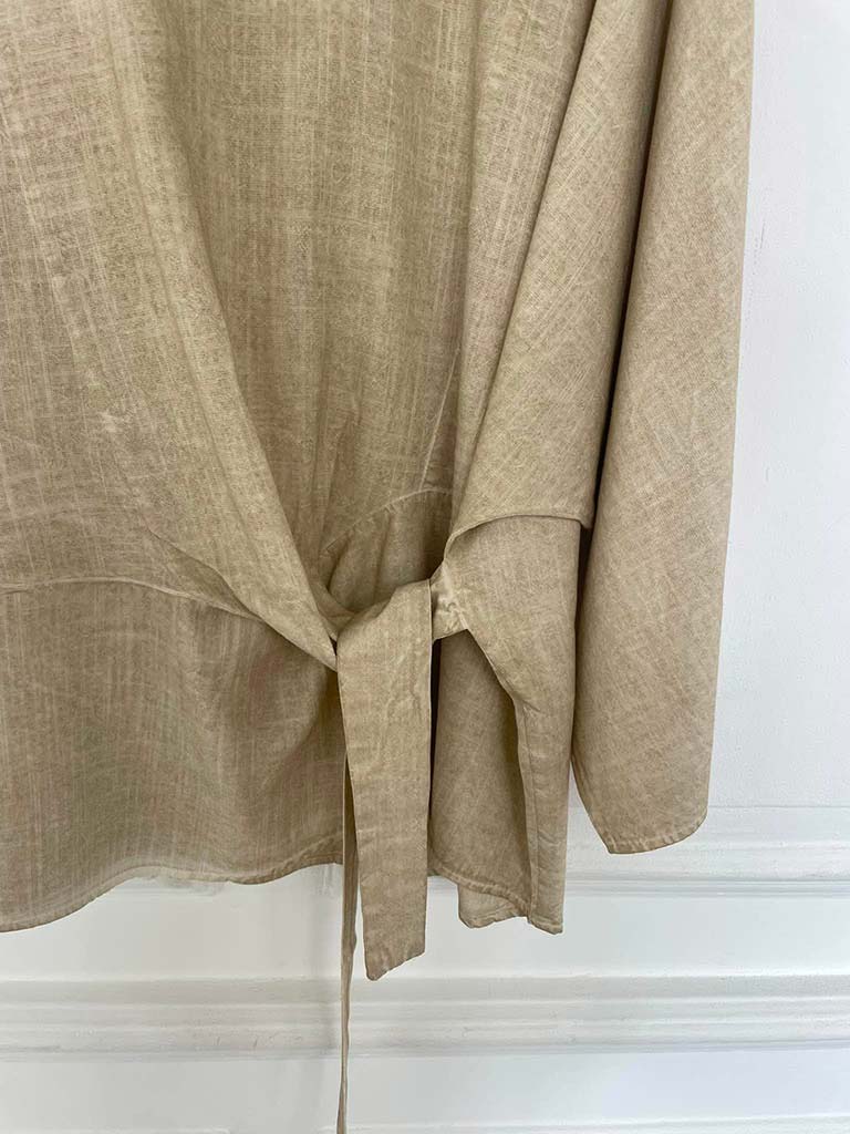 Tie Front Relaxed Top - Sand