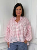 Gingham Balloon Sleeve Shirt - Petal