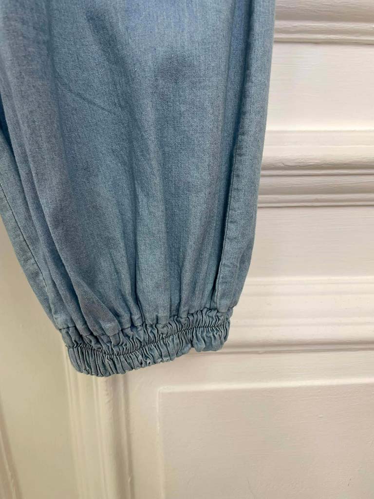 Chambray Denim Balloon Pants - Pale Blue