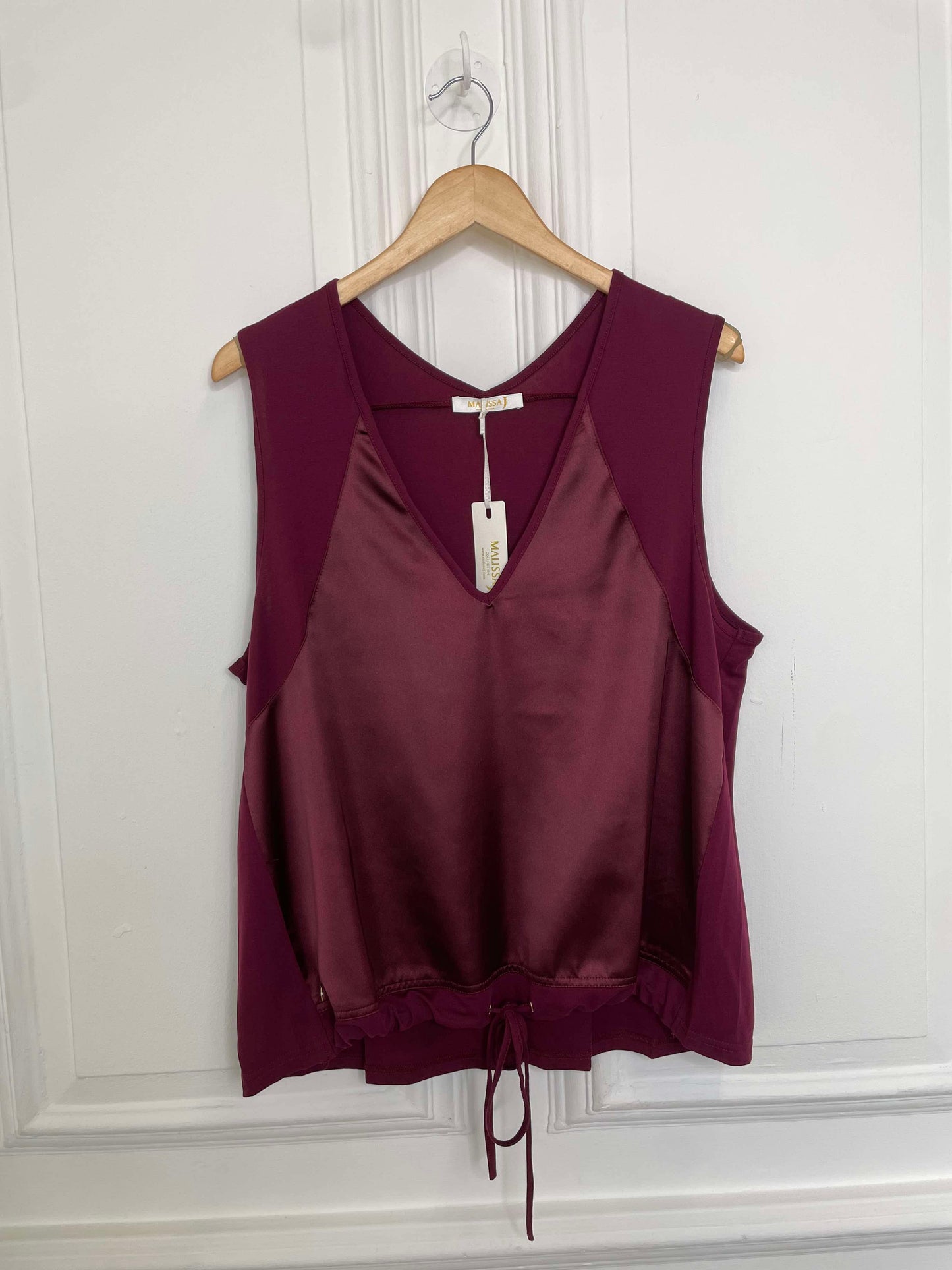 Malissa J Silk Feel Drawstring Vest - Wine