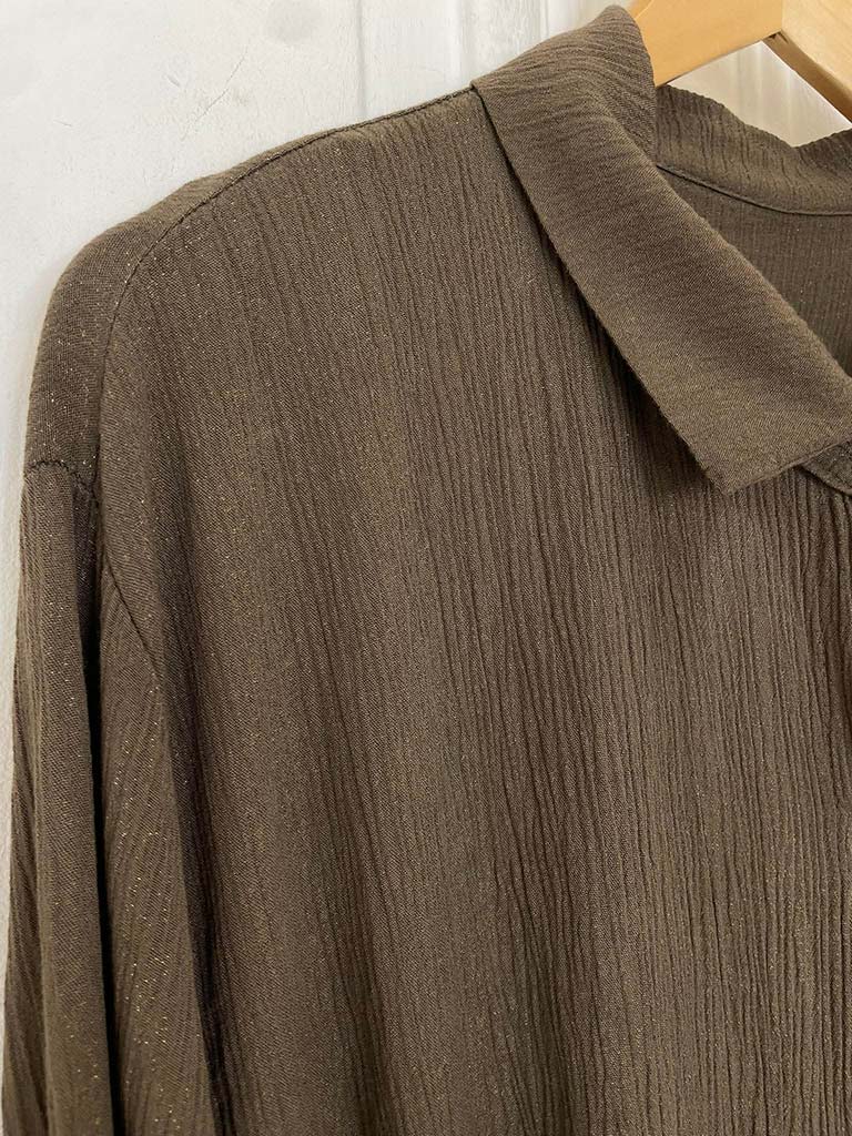 Drop Peplum Shirt Dress - Chocolate