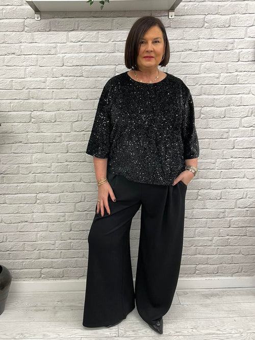 Soya Concept Jasleen Sequin Top - Black