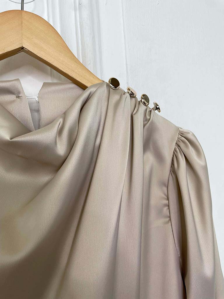 Draped Neck Blouse - Champagne