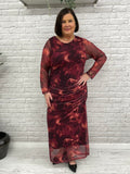 Marbled Ruched Dress - Merlot