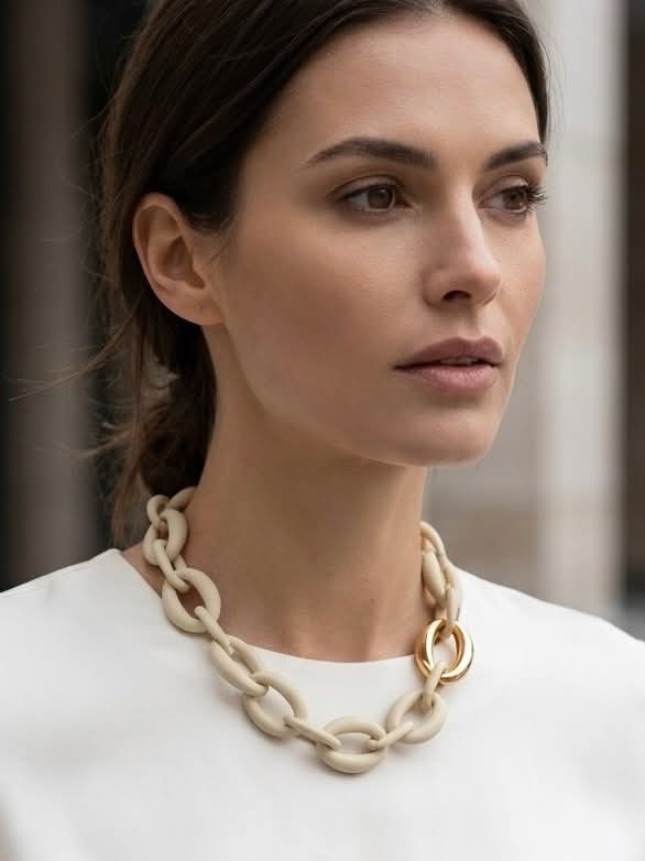 Envy Statement Link Necklace - Stone & Gold
