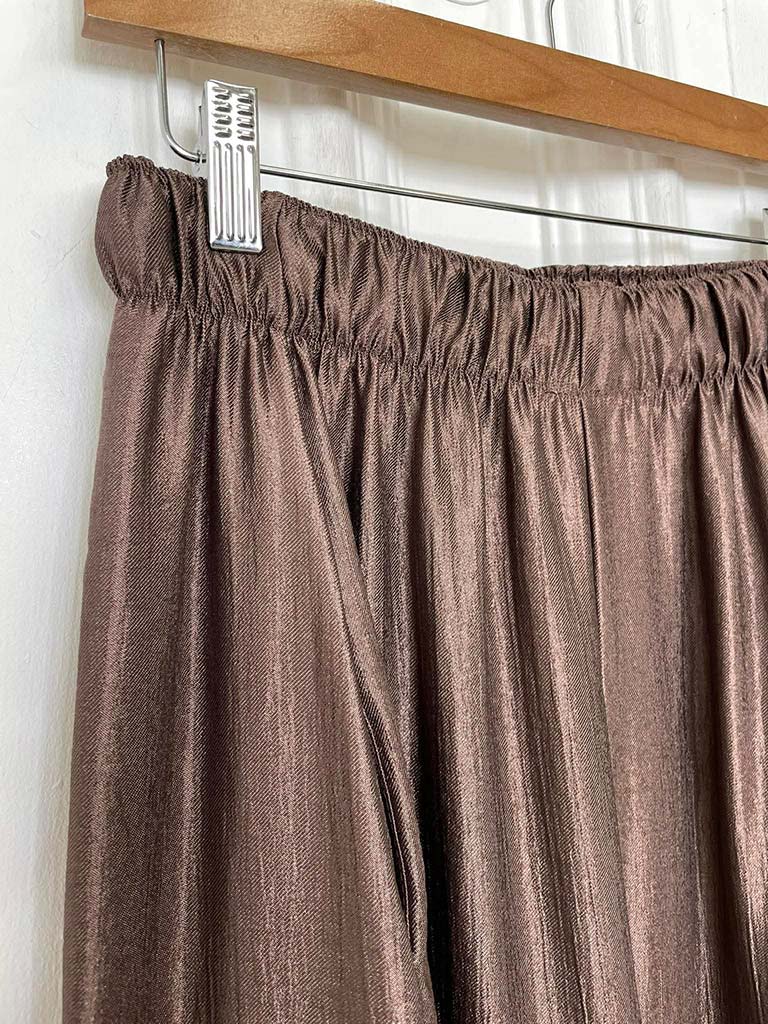 Silk Feel Cocoon Trousers - Chocolate
