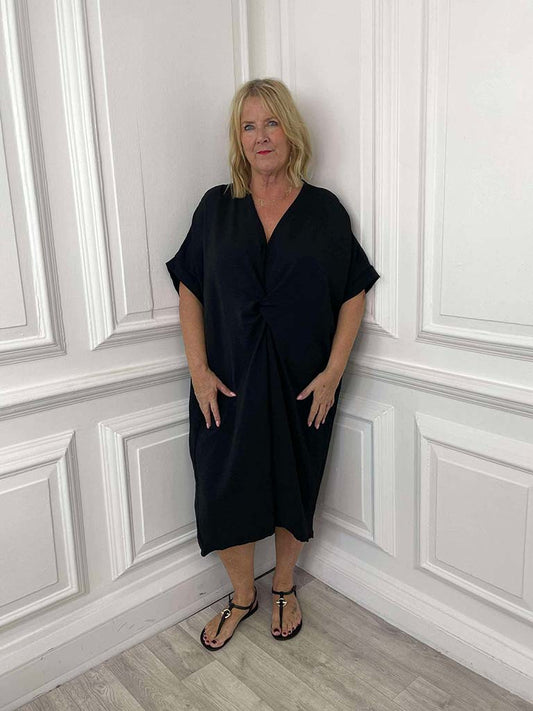 Twist Front Dress - Black