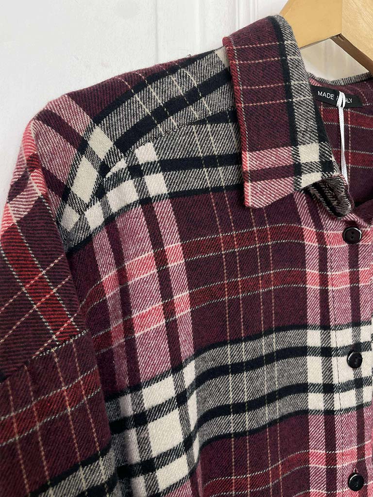 Oversized Check Shirt - Burgundy