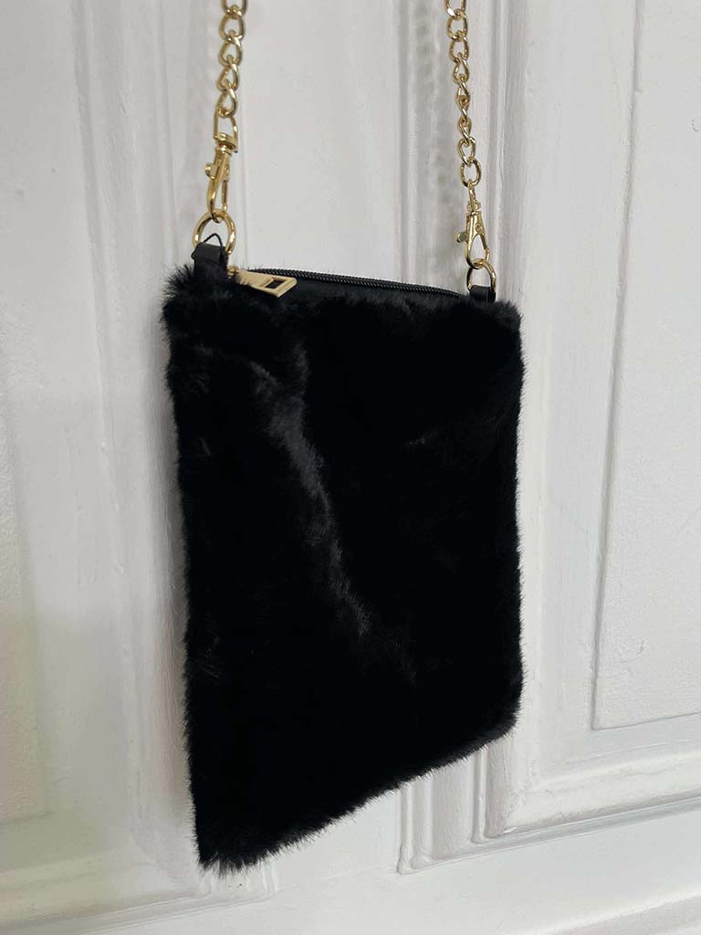 Malissa J Faux Fur Cross Body Bag - Black