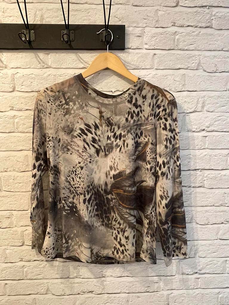 Print Mesh Layering Top - Autumn Leopard