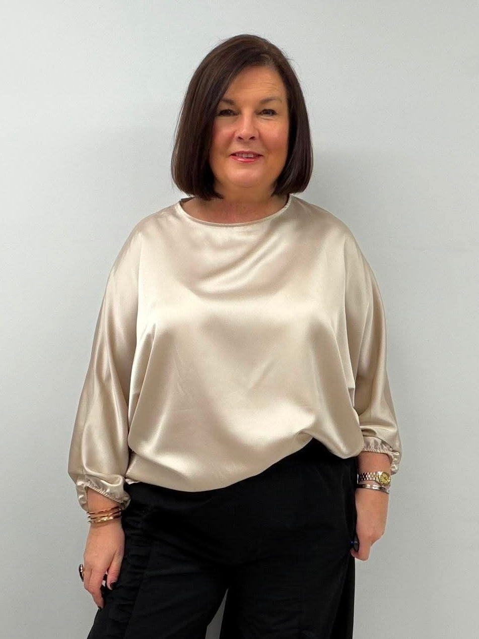 Silk Feel Batwing Top - Champagne