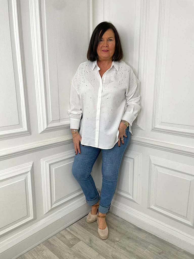 Studded Classic Shirt - White