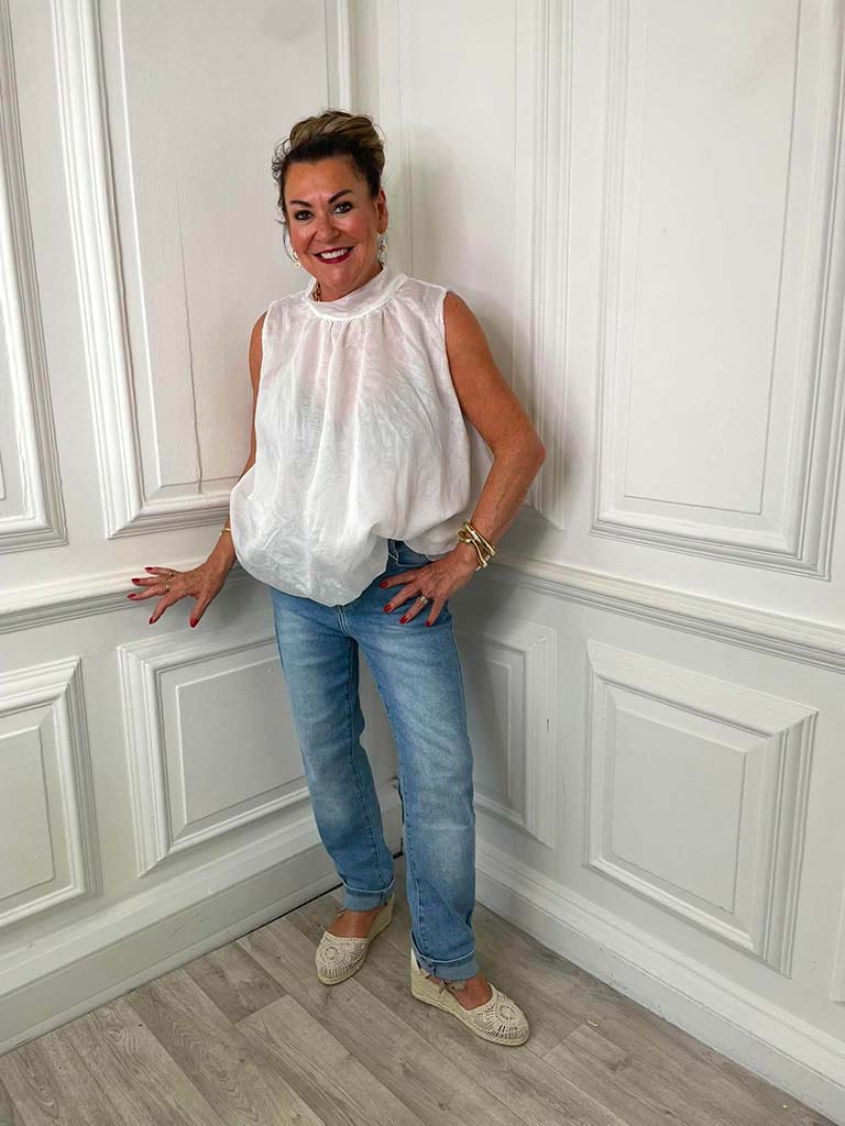 Bubble Hem Top - White