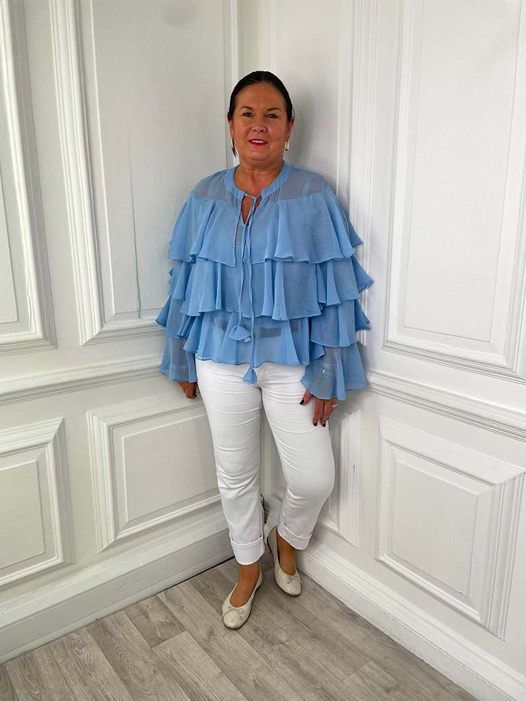 Layered Frill Blouse - Sky
