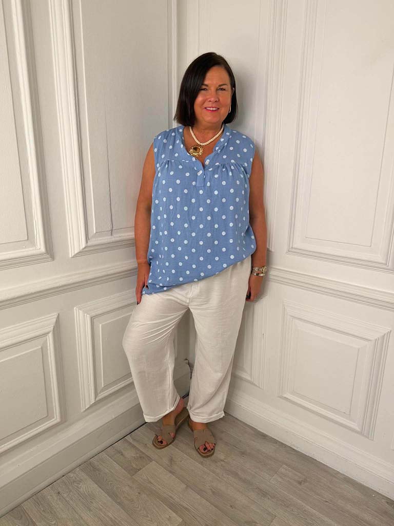 Dotty Tank Top - Denim