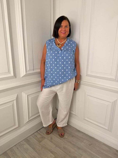 Dotty Tank Top - Denim