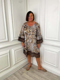 Malissa J Printed Embellished Dress