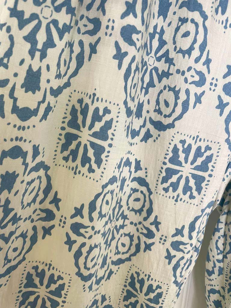 Tile Print Classic Shirt - Denim