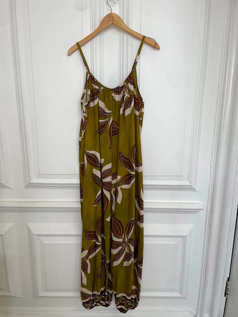 Botanical Escape Jumpsuit - Olive Green