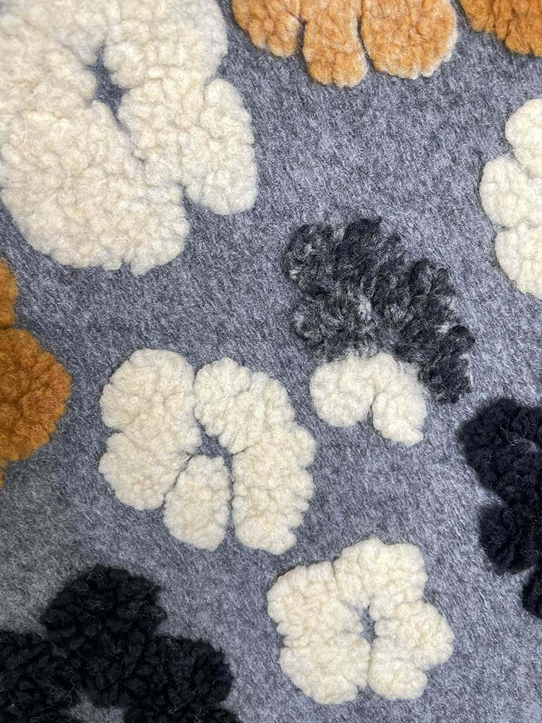 Malissa J Polar Fleece Flower Wrap - Grey & Tan