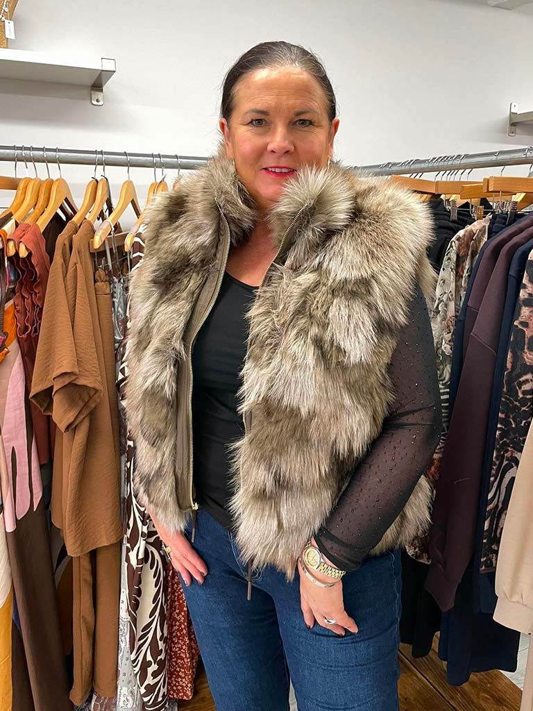 Malissa J Reversible Faux Fur Gilet - Brown