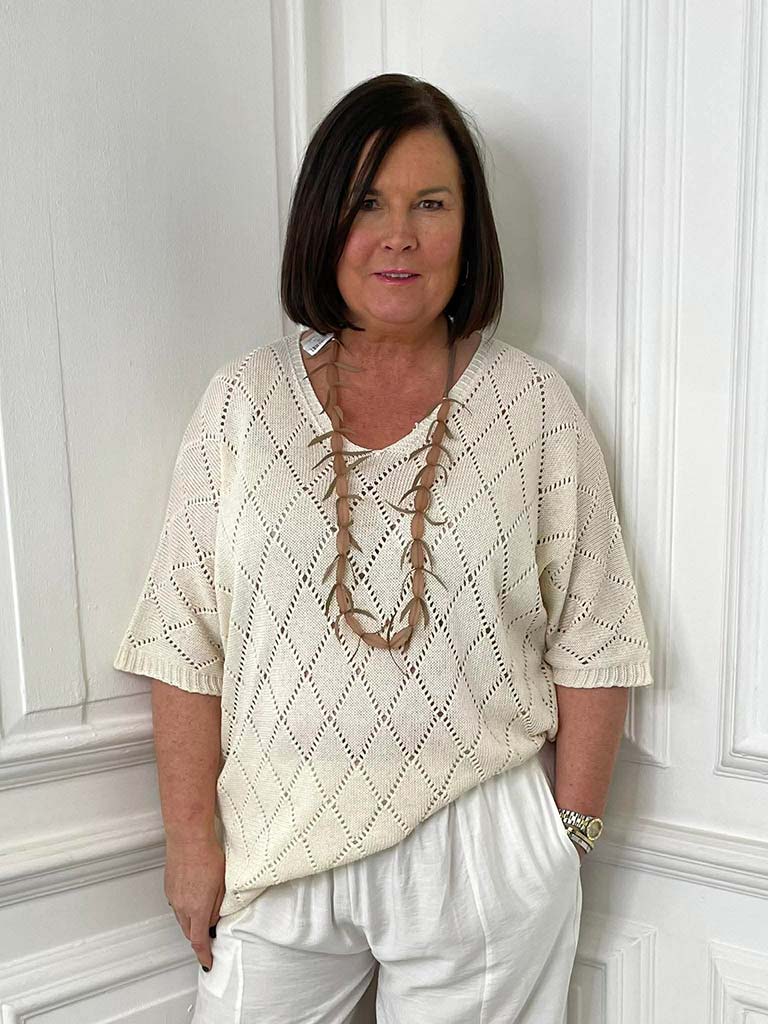 Argyle Knit - Ecru