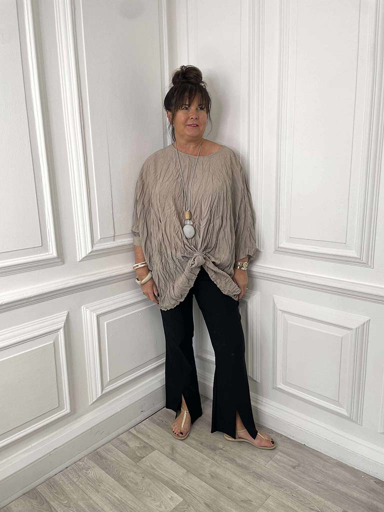 Crinkle Batwing Top - Stone