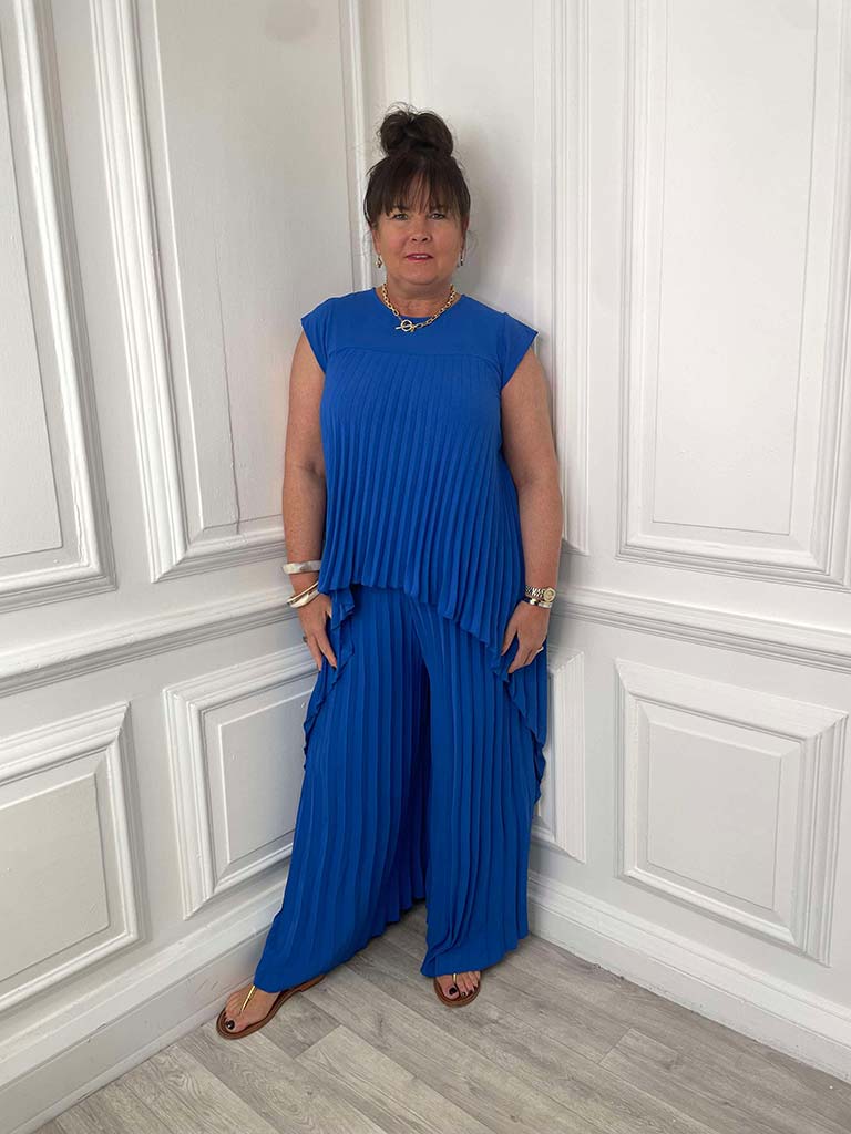 Pleated Co-ord - Cobalt