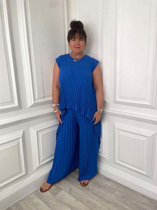 Pleated Co-ord - Cobalt