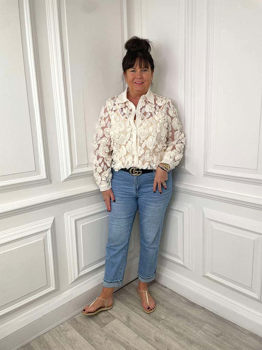 Ivory Rose Mesh Shirt