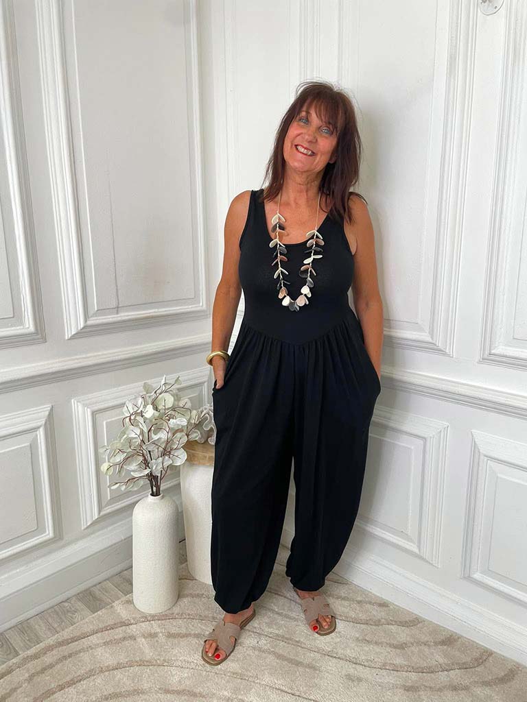 Jersey Balloon Jumpsuit - Black
