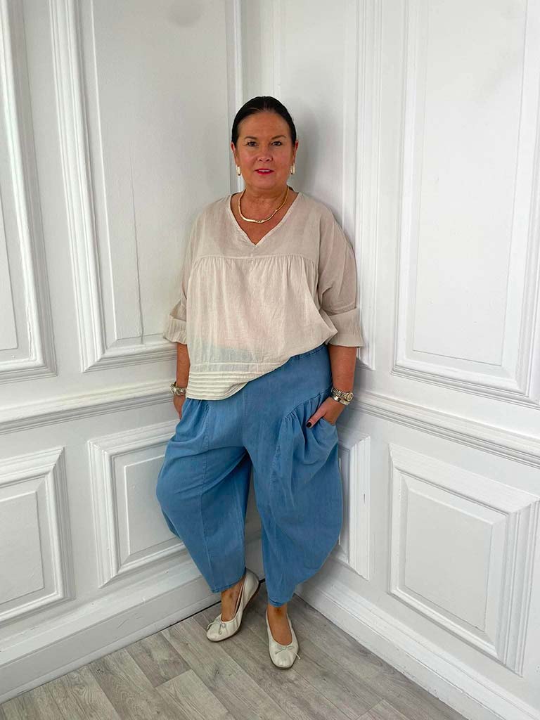 Denim Cocoon Pants - Light Blue