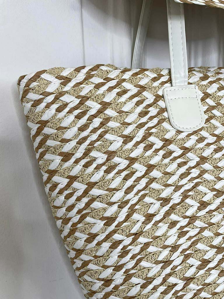 Malissa J Two Piece Straw Bag & Hat - Stone