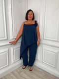 Sleeveless Flower Co-ord - Navy
