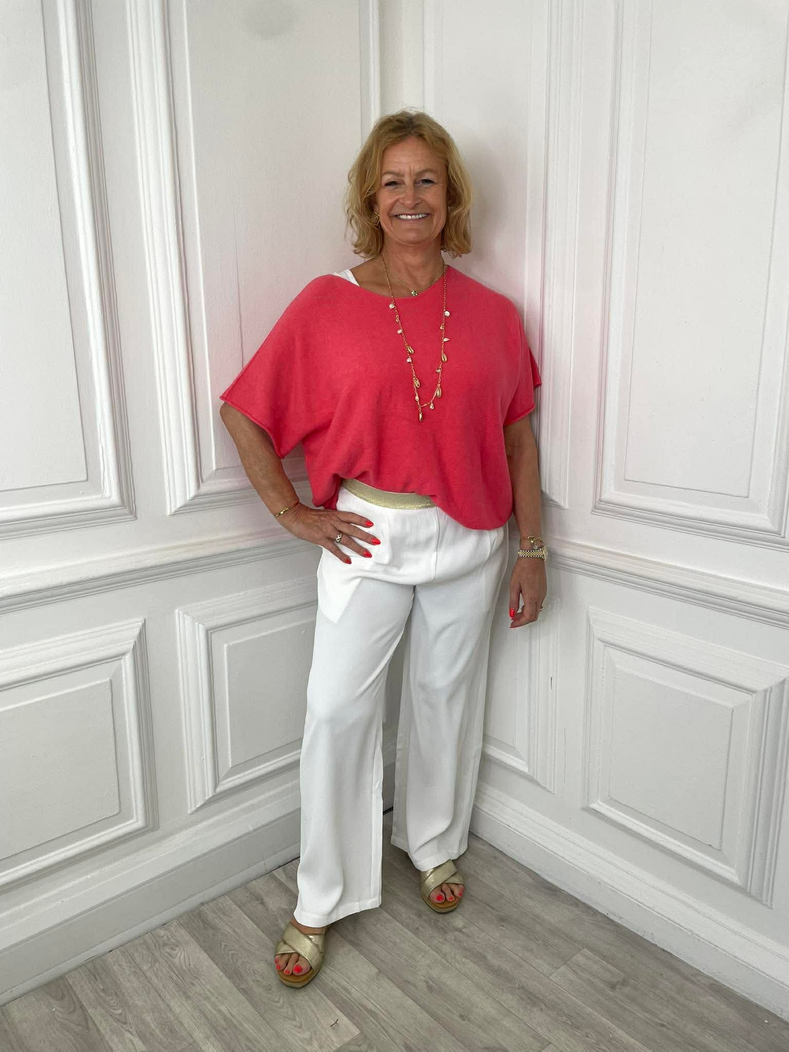 Boxy Drop Shoulder Knit - Coral