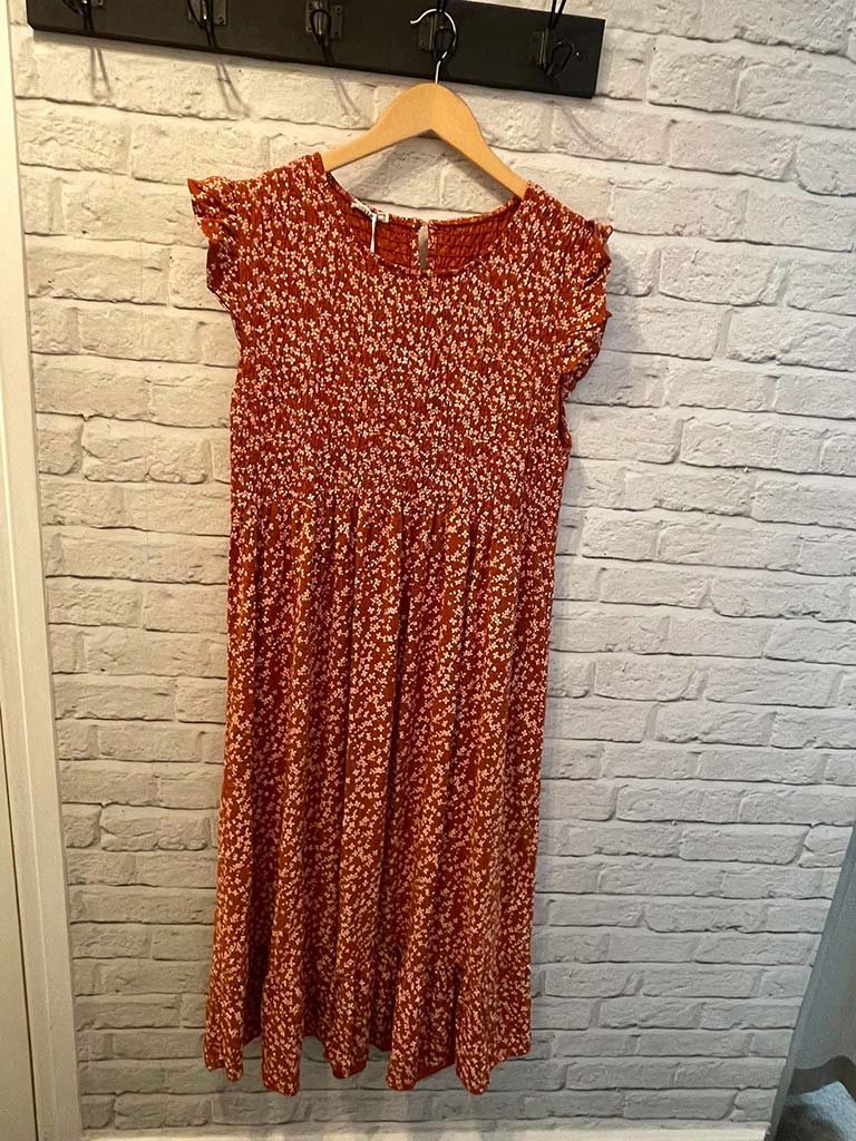 Ditsy Daisy Midi Dress - Rust